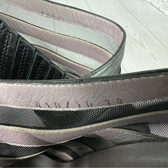 Versace Black Leather Mesh Heels - Picture 8 of 12